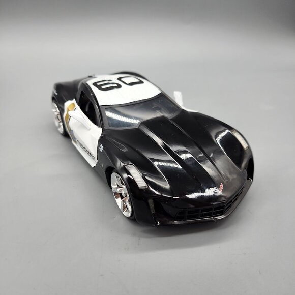 Jada Toys 2009 Corvette Stingray Concept 1:24 Black Highway Patrol Car Model - Picture 7 of 11